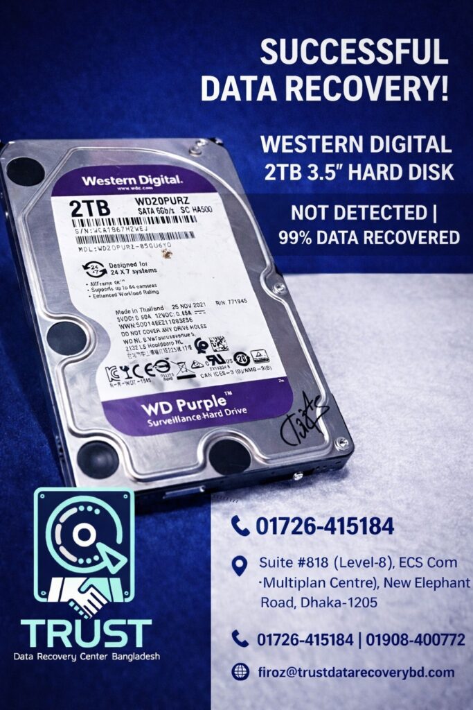 Successfully Data Recovered – WD 2TB 3.5" Hard Disk